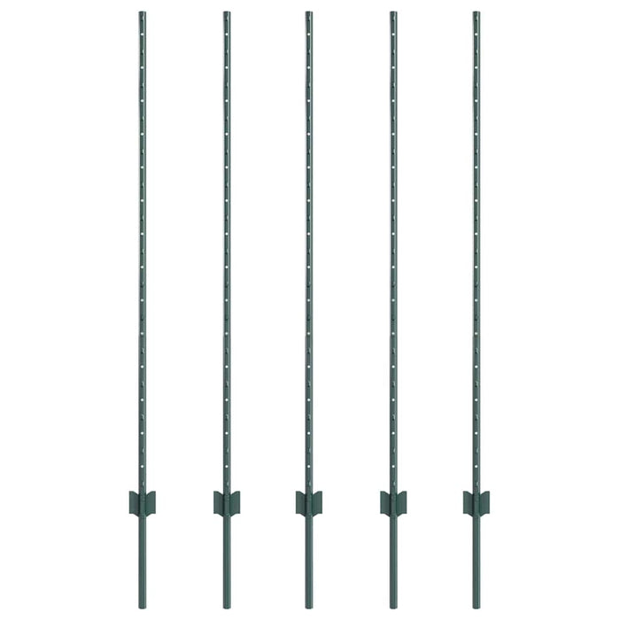 Pali per recinzione , set da 5 pezzi, U-Channel verde, 140 cm in acciaio 42006268