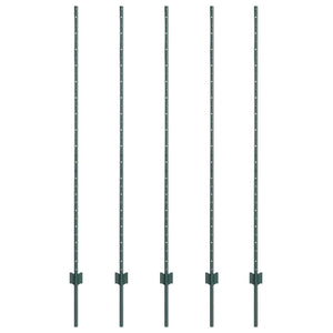 Postazioni per Recinzione 5 pz Canali a U Verde 150 cm, Acciaio 42006270