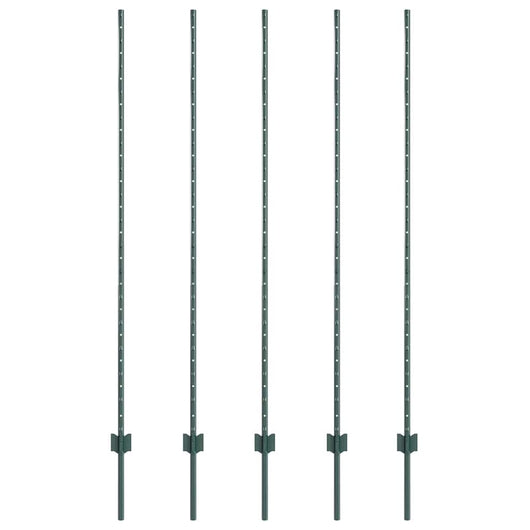 Postazioni per Recinzione 5 pz Canali a U Verde 150 cm, Acciaio 42006270