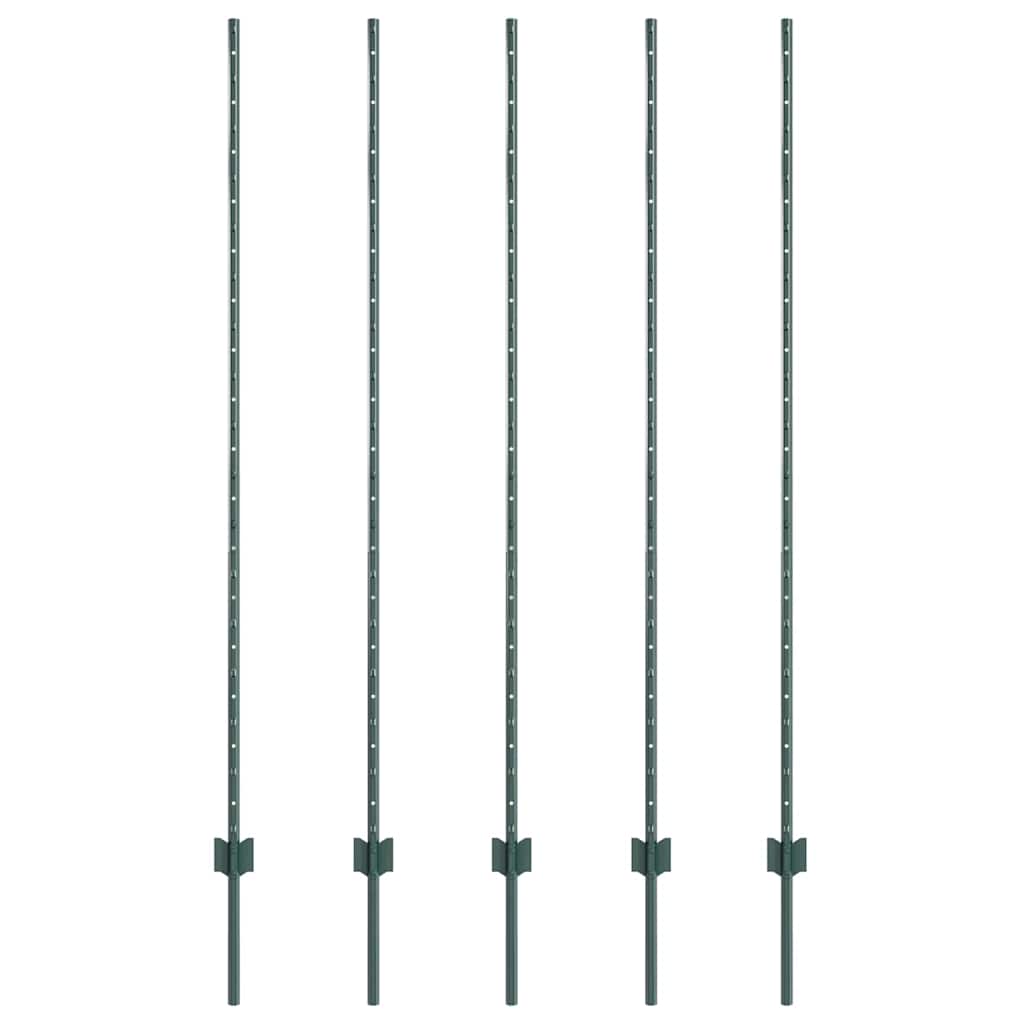 Pali per Recinto  5 pcs Canale a U Verde 160 cm in Acciaio 42006272