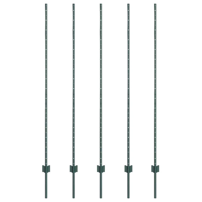 Pali per Recinto  5 pcs Canale a U Verde 160 cm in Acciaio 42006272