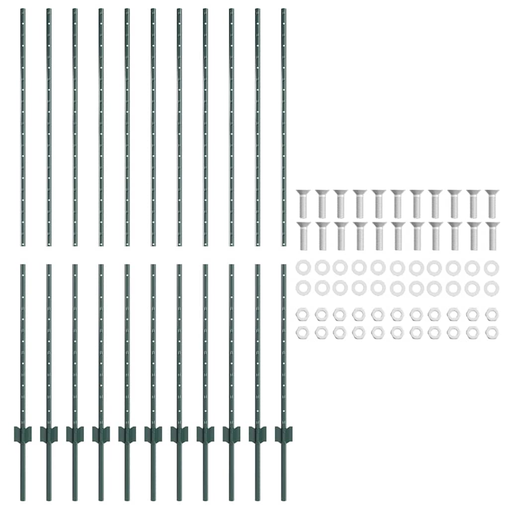 Set di 11 posti per recinzione a forma di U verde, 160 cm in acciaio. 42006273