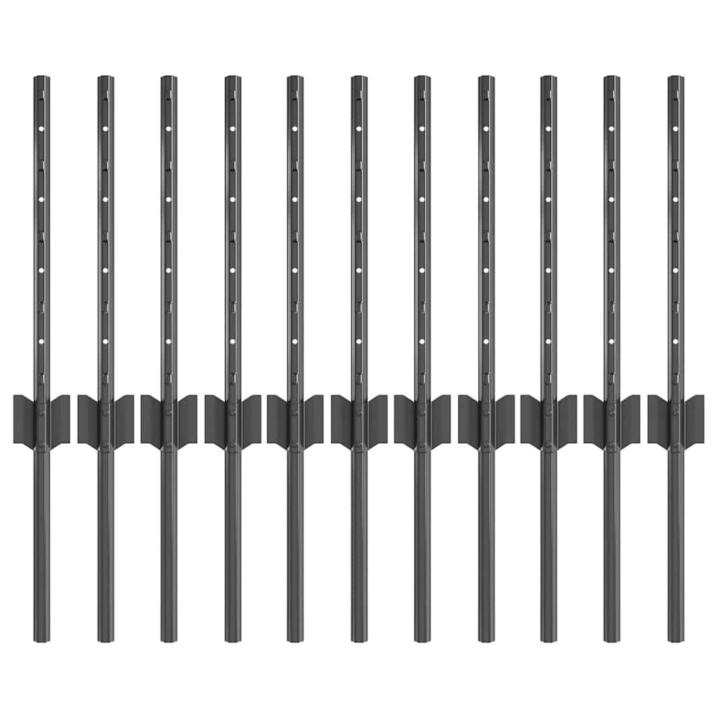 Pali per Recinzione 11 pcs Grigio 40 cm Acciaio 42006275