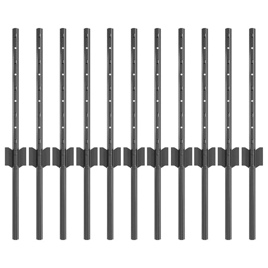 Pali per Recinzione 11 pcs Grigio 40 cm Acciaio 42006275