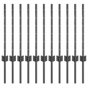 Pali per Recinzione  - 11 pezzi U-Channel Grigio, 100 cm in Acciaio 42006277