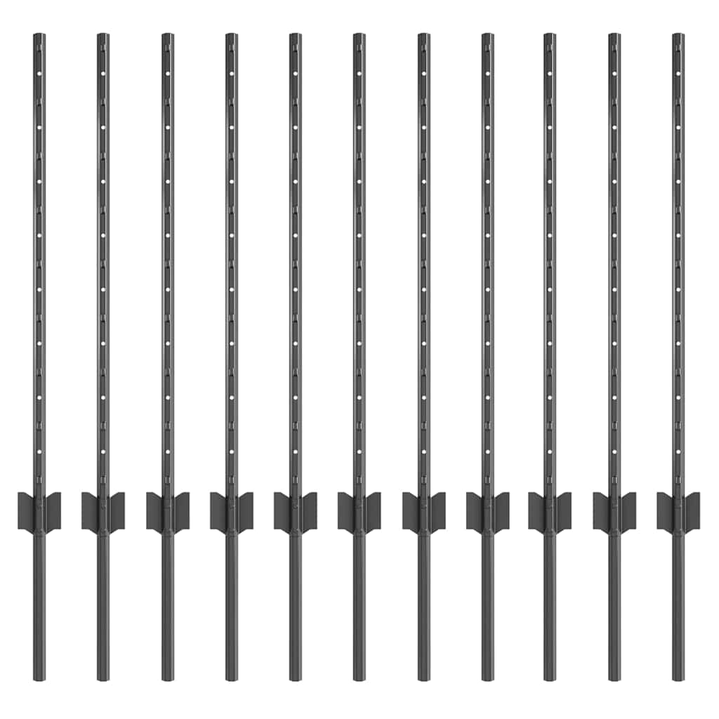 Pali per Recinzione , 11 pz, U-Channel Grigi, 80 cm, in Acciaio 42006279