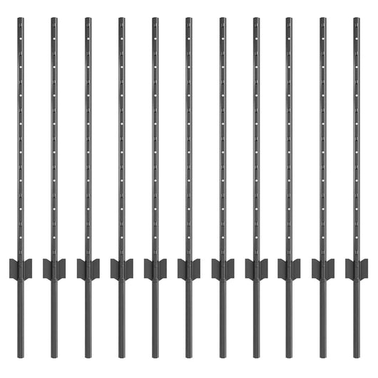 Pali per Recinzione , 11 pz, U-Channel Grigi, 80 cm, in Acciaio 42006279