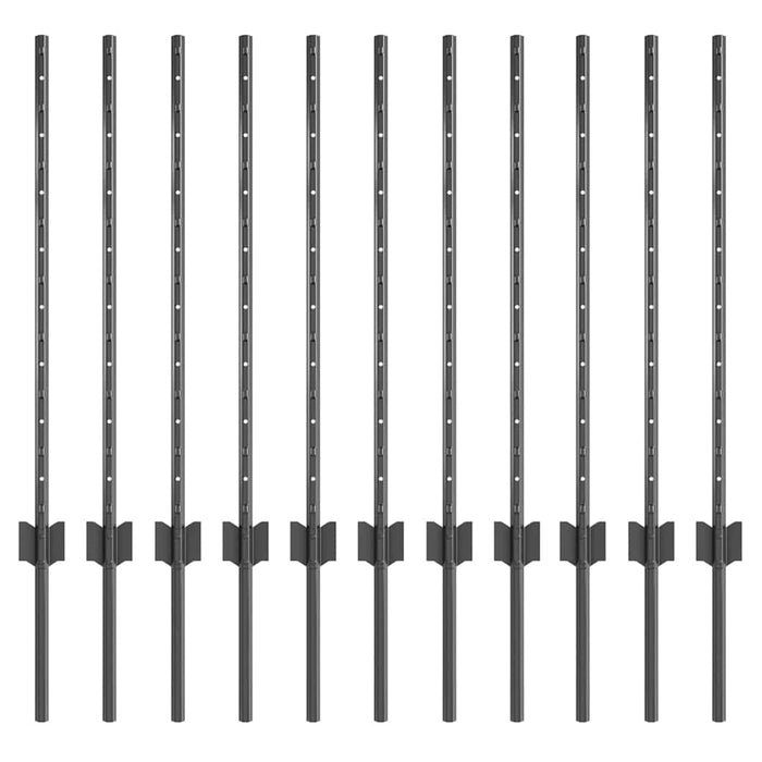 Pali per Recinzione , 11 pz, U-Channel Grigi, 80 cm, in Acciaio 42006279
