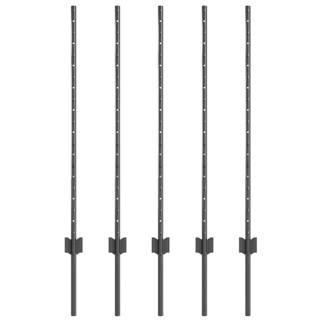 Pali per Recinzione 10 pcs Grigio 100 cm Acciaio 42006280