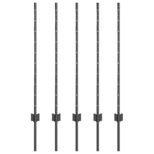 Pali per Recinzione 10 pcs Grigio 100 cm Acciaio 42006280