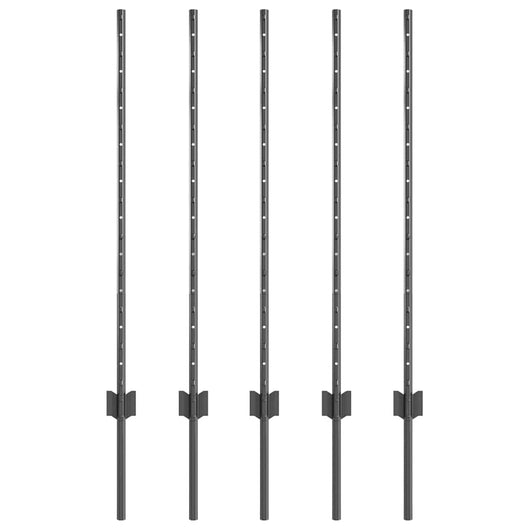 Pali per Recinzione 10 pcs Grigio 100 cm Acciaio 42006280