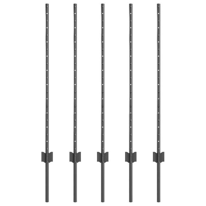 Pali per Recinzione 10 pcs Grigio 100 cm Acciaio 42006280