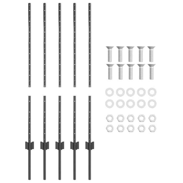 Pali per Recinzione 10 pcs Grigio 100 cm Acciaio 42006280