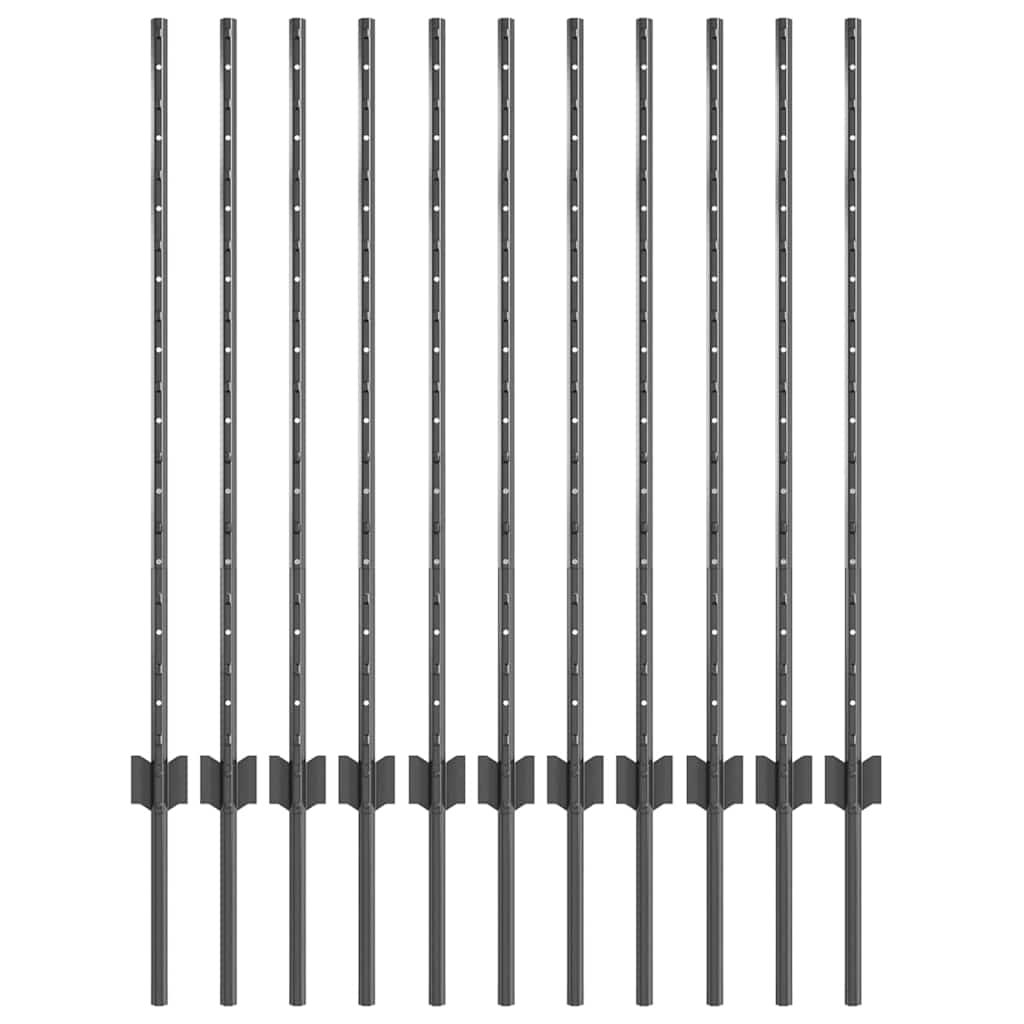 Posti per Recinzione 22 pezzi U-Channel, grigio, 100 cm in acciaio. 42006281