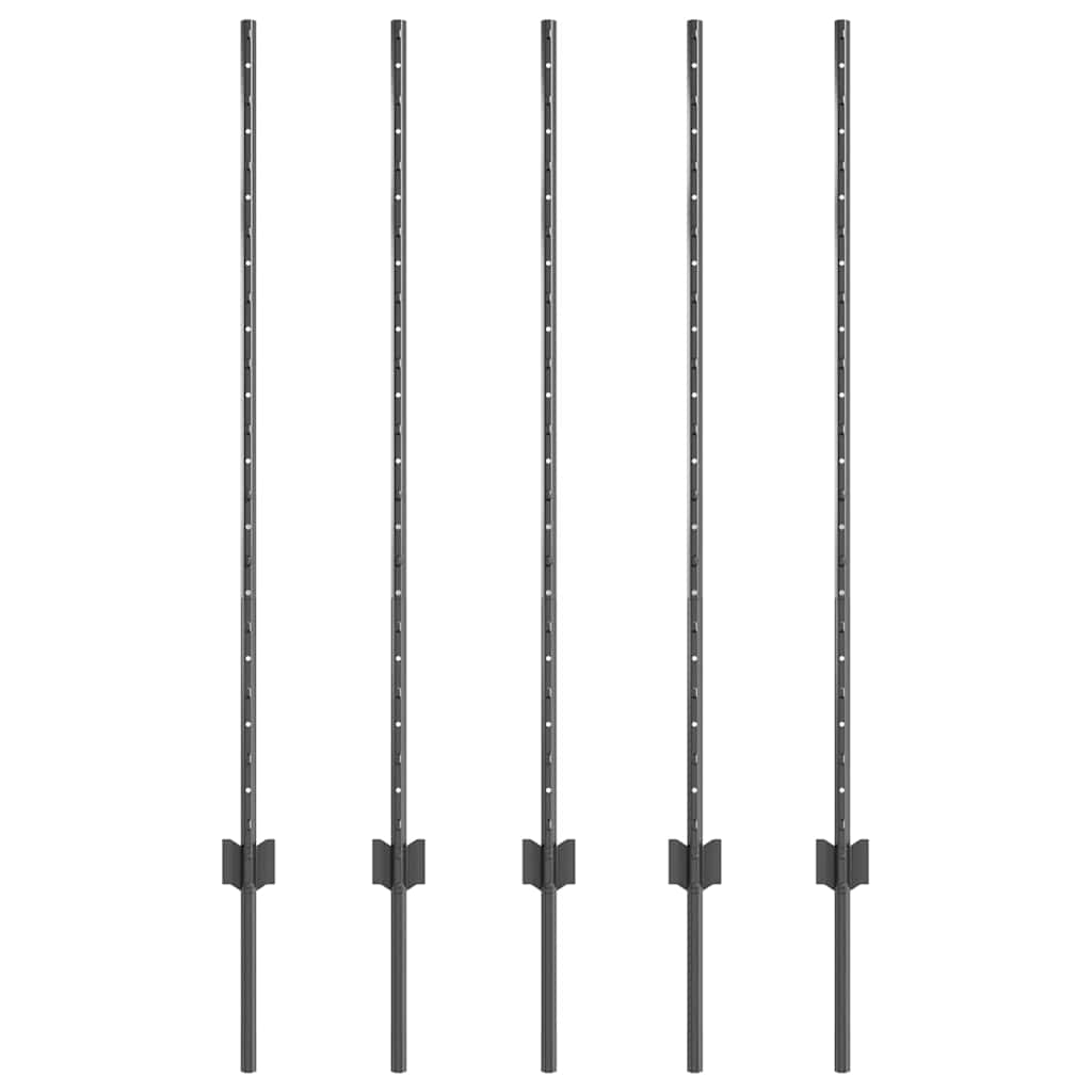 Pali per Recinzione 10 pcs Grigio 120 cm Acciaio 42006282