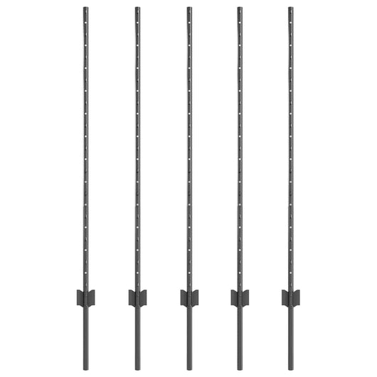 Pali per Recinzione 10 pcs Grigio 120 cm Acciaio 42006282