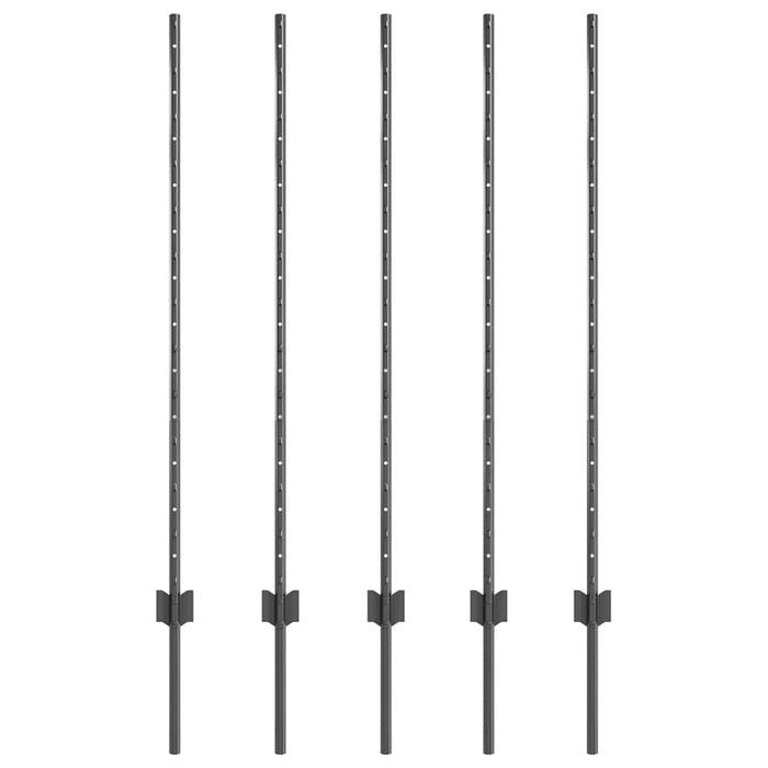 Pali per Recinzione 10 pcs Grigio 120 cm Acciaio 42006282
