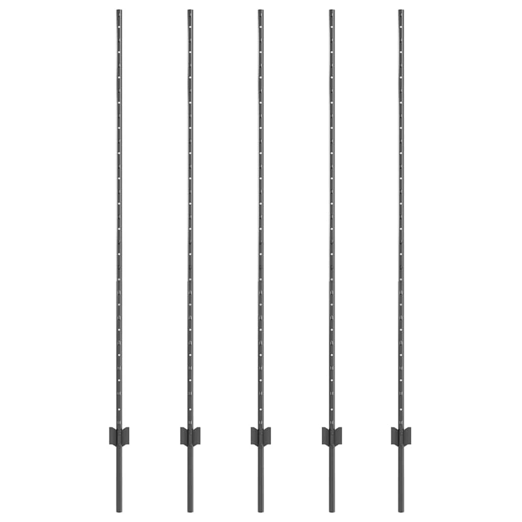 Pali per Recinzione 10 pcs Grigio 150 cm Acciaio 42006286