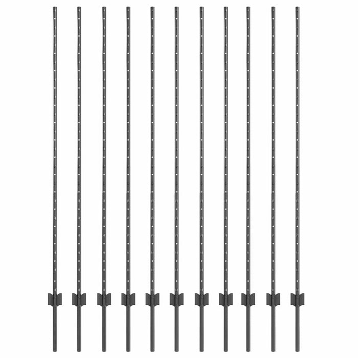 Pali di Recinzione 22 pcs Grigio 150 cm Acciaio 42006287