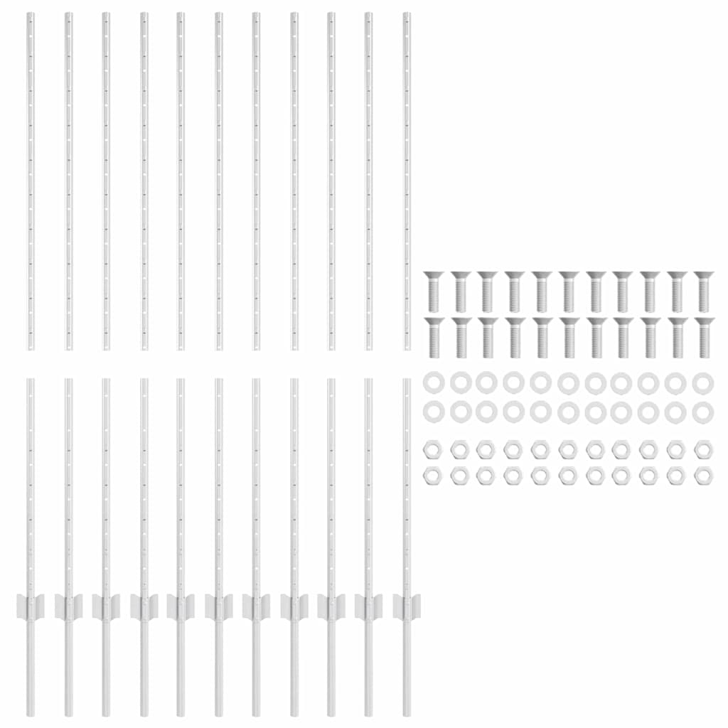 Pali di Recinzione in U-Channel - 22 Pezzi da 140 cm in Acciaio Zincato 42006301