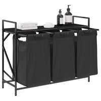 Cesto per la Biancheria 3 Scomparti con Ripiano Rovere Nero 859060