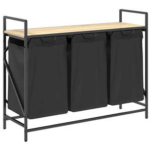 Cesto per la Biancheria 3 Scomparti con Ripiano Rovere Sonoma 859061