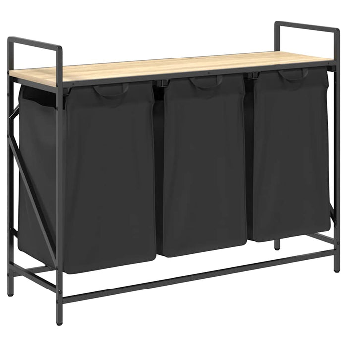 Cesto per la Biancheria 3 Scomparti con Ripiano Rovere Sonoma 859061