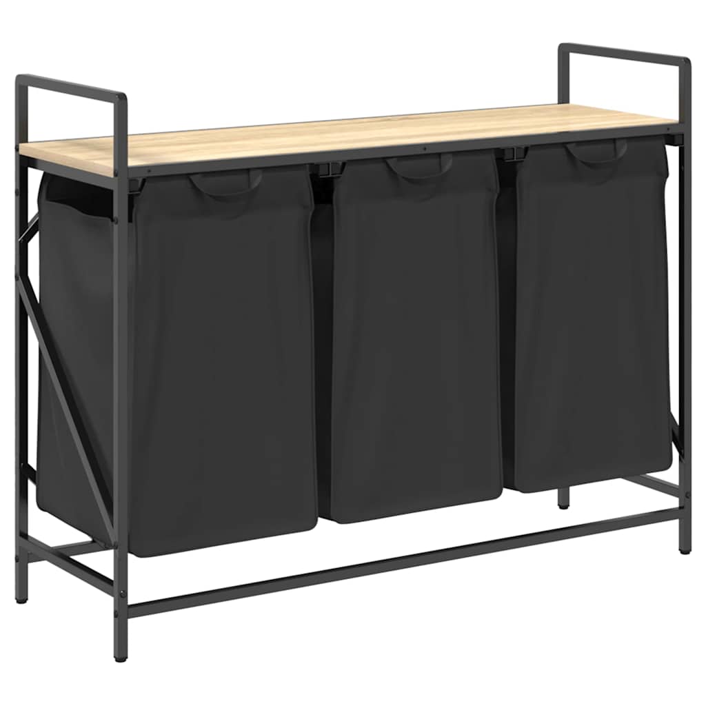 vidaXL Cesto per la Biancheria 3 Scomparti con Ripiano Rovere Sonoma