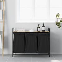 Cesto per la Biancheria 3 Scomparti con Ripiano Rovere Sonoma 859061