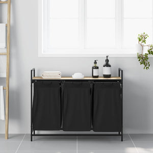 Cesto per la Biancheria 3 Scomparti con Ripiano Rovere Sonoma 859061