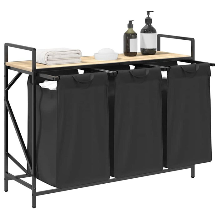 Cesto per la Biancheria 3 Scomparti con Ripiano Rovere Sonoma 859061