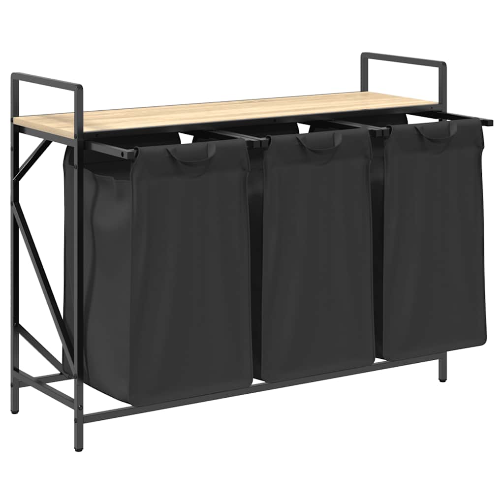 Cesto per la Biancheria 3 Scomparti con Ripiano Rovere Sonoma 859061