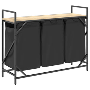 vidaXL Cesto per la Biancheria 3 Scomparti con Ripiano Rovere Sonoma