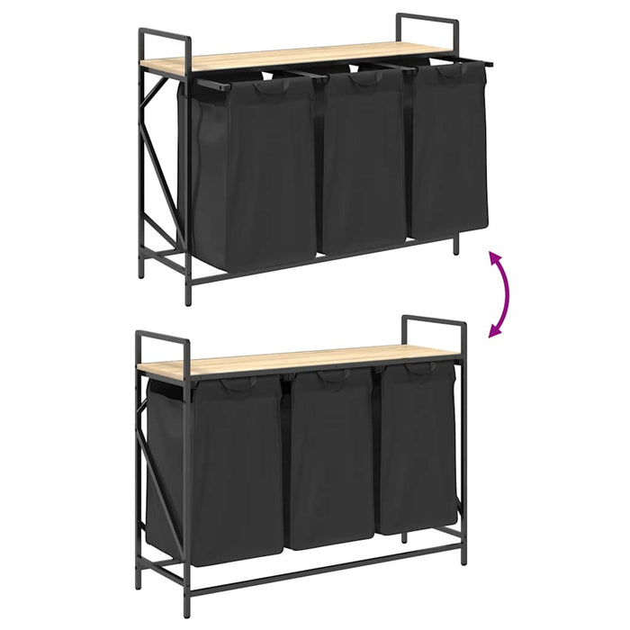 vidaXL Cesto per la Biancheria 3 Scomparti con Ripiano Rovere Sonoma