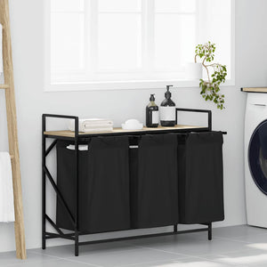 Cesto per la Biancheria 3 Scomparti con Ripiano Rovere Sonoma 859061