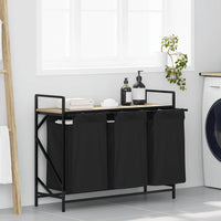 vidaXL Cesto per la Biancheria 3 Scomparti con Ripiano Rovere Sonoma