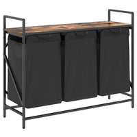 Cesto Portabiancheria 3 Scomparti con Ripiano Rovere Fumo 859062