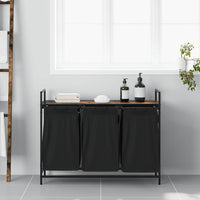 Cesto Portabiancheria 3 Scomparti con Ripiano Rovere Fumo 859062