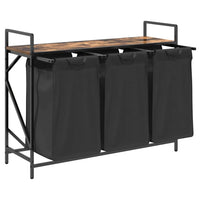 Cesto Portabiancheria 3 Scomparti con Ripiano Rovere Fumo 859062