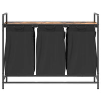 Cesto Portabiancheria 3 Scomparti con Ripiano Rovere Fumo 859062