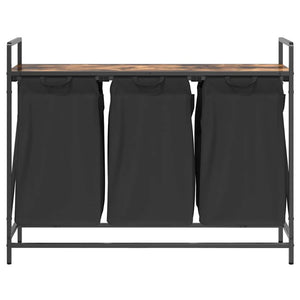 vidaXL Cesto Portabiancheria 3 Scomparti con Ripiano Rovere Fumo