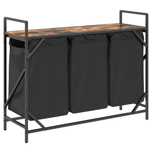 Cesto Portabiancheria 3 Scomparti con Ripiano Rovere Fumo 859062