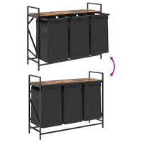 Cesto Portabiancheria 3 Scomparti con Ripiano Rovere Fumo 859062