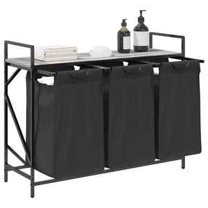 Cesto per la Biancheria 3 Scomparti con Ripiano Grigio Sonoma 859063