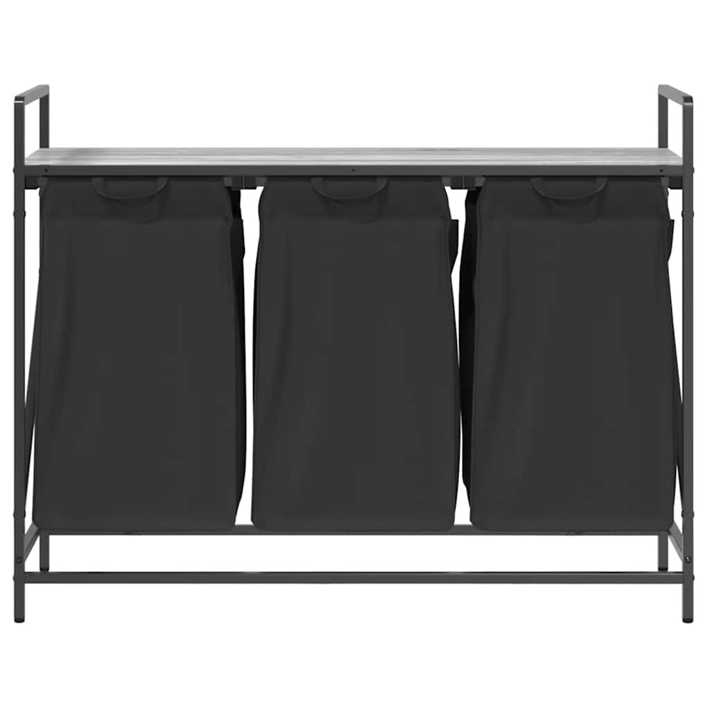 Cesto per la Biancheria 3 Scomparti con Ripiano Grigio Sonoma 859063