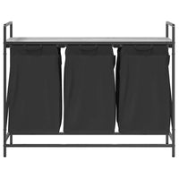 vidaXL Cesto per la Biancheria 3 Scomparti con Ripiano Grigio Sonoma