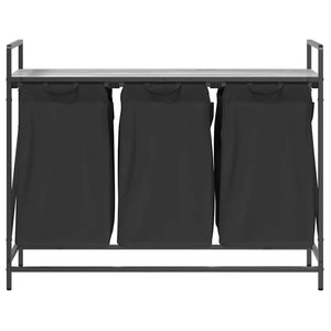 vidaXL Cesto per la Biancheria 3 Scomparti con Ripiano Grigio Sonoma