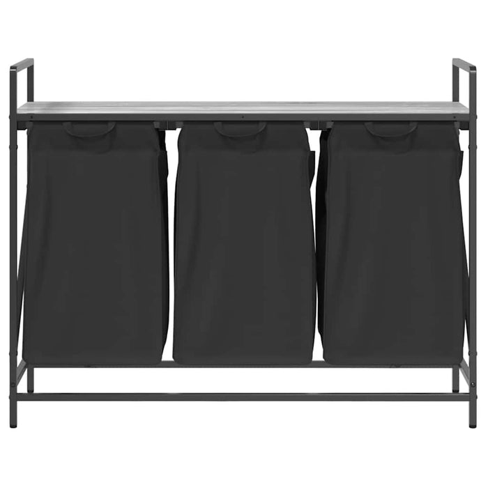 vidaXL Cesto per la Biancheria 3 Scomparti con Ripiano Grigio Sonoma