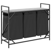 vidaXL Cesto per la Biancheria 3 Scomparti con Ripiano Grigio Sonoma