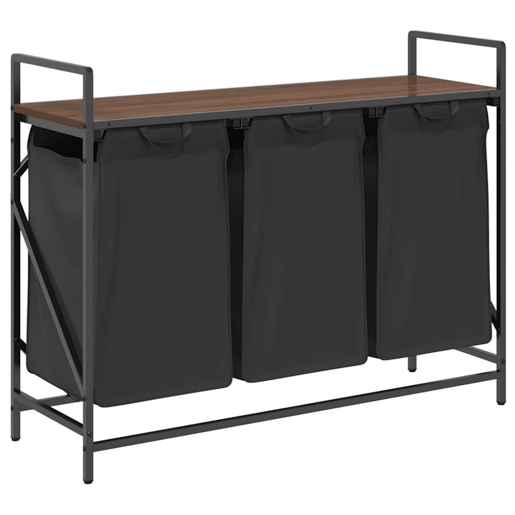 Cesto della Biancheria 3 Scomparti con Ripiano Rovere Marrone 859064